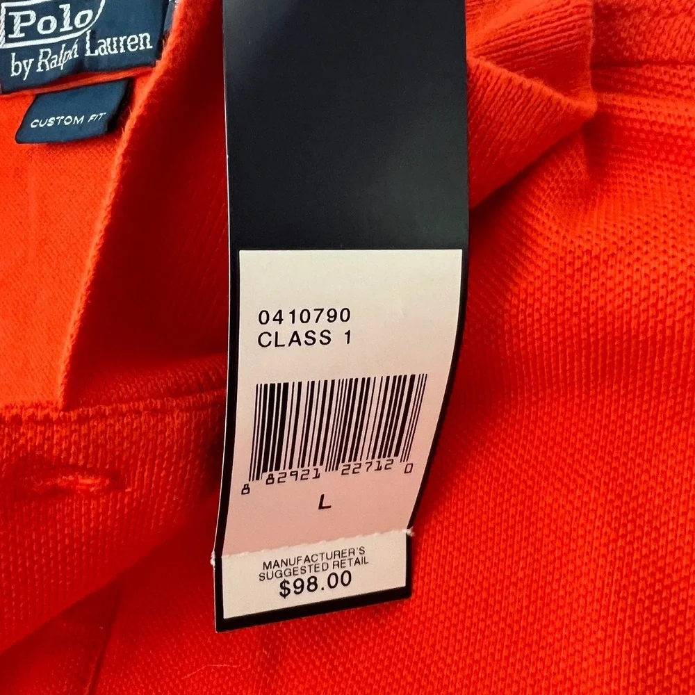 Polo Ralph Lauren Polo Shirt Orange Big Pony Custom Fit Large